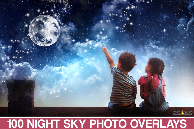 100 night sky overlays