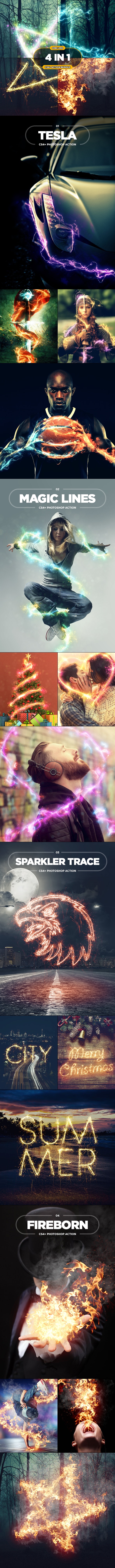 4 in 1 one line bundle action graphic