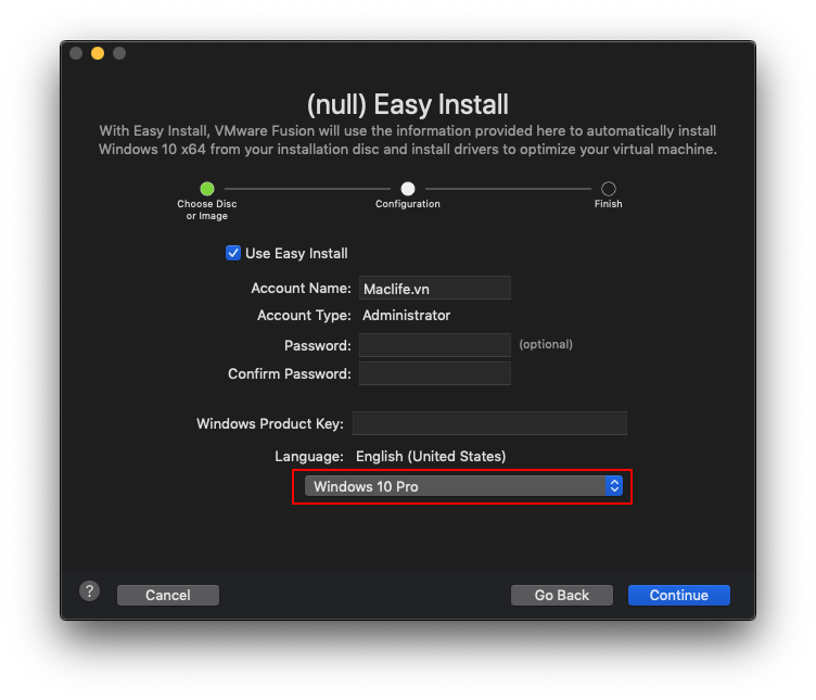 cai windows tren mac voi vmware fusion 10