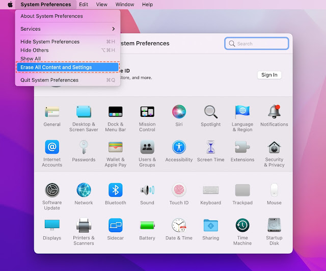 click on erase all content and settings