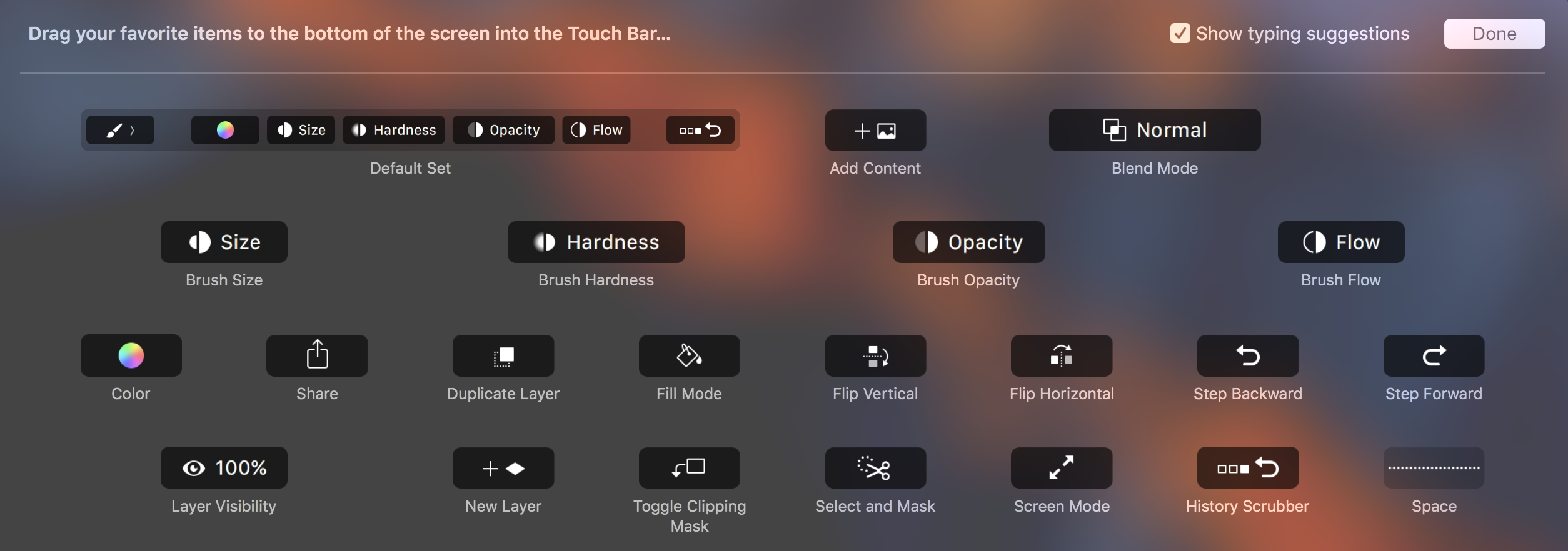 customize touchbar photoshop 1