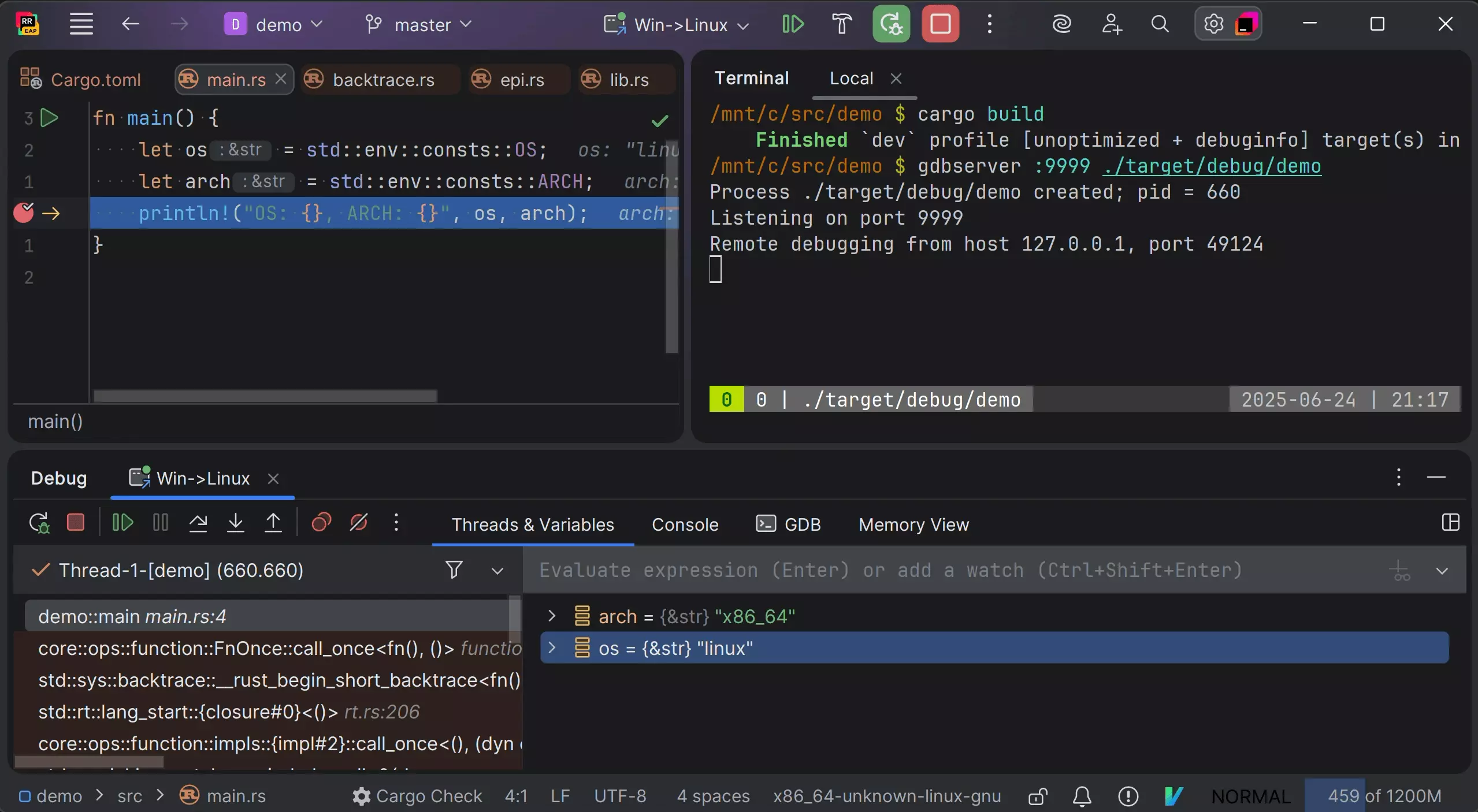 debugger remote targets