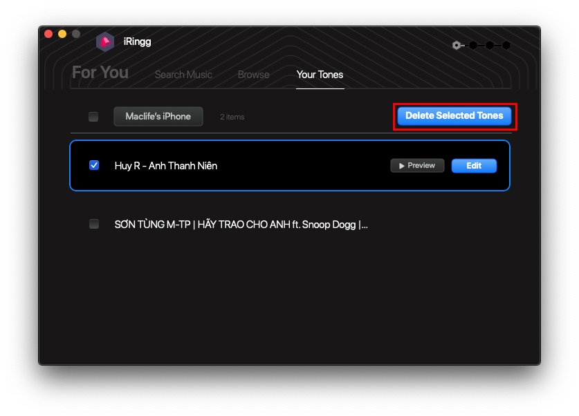 delete ringtone iphone
