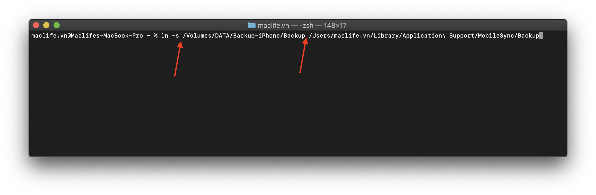 doi duong dan backup iphone 11