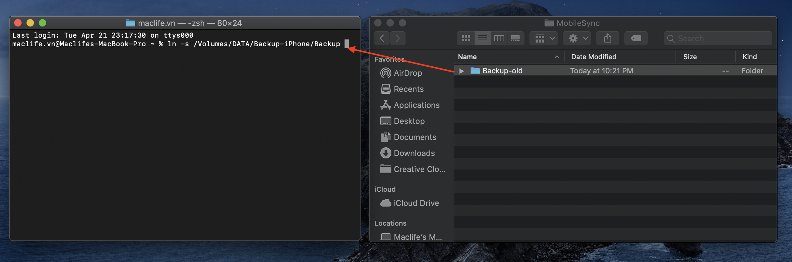 doi duong dan backup iphone 9