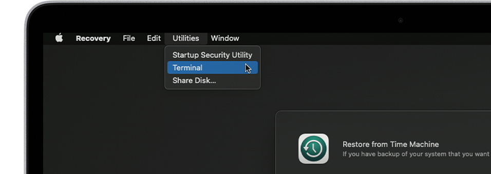macos big sur as recovery menu utilities terminal 1