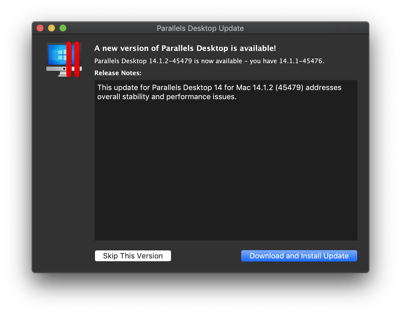 sua loi parallel desktop 14 1 1