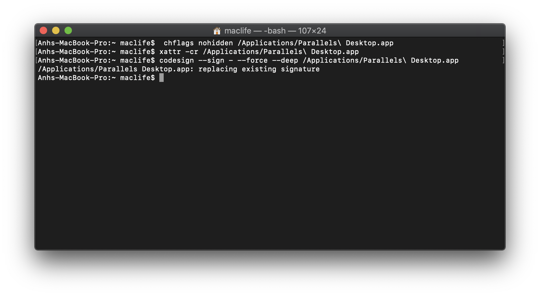 sua loi parallel desktop 14 1