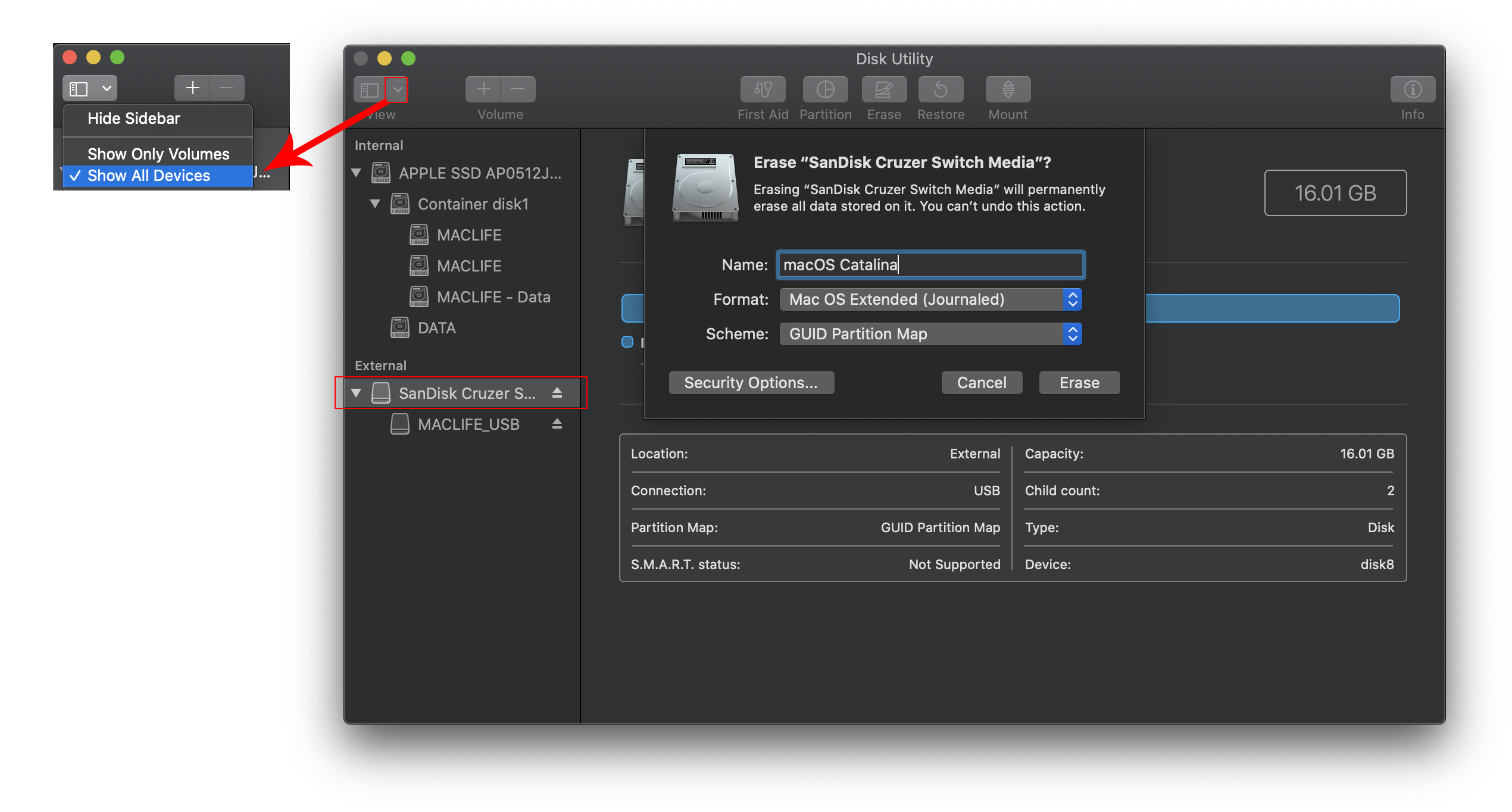 tao usb cai macos catalina 1 2