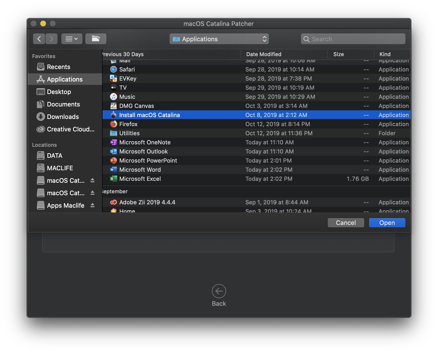tao usb cai macos catalina 5