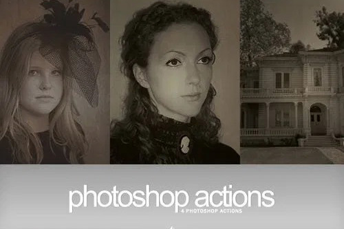 vintage photoshop action label